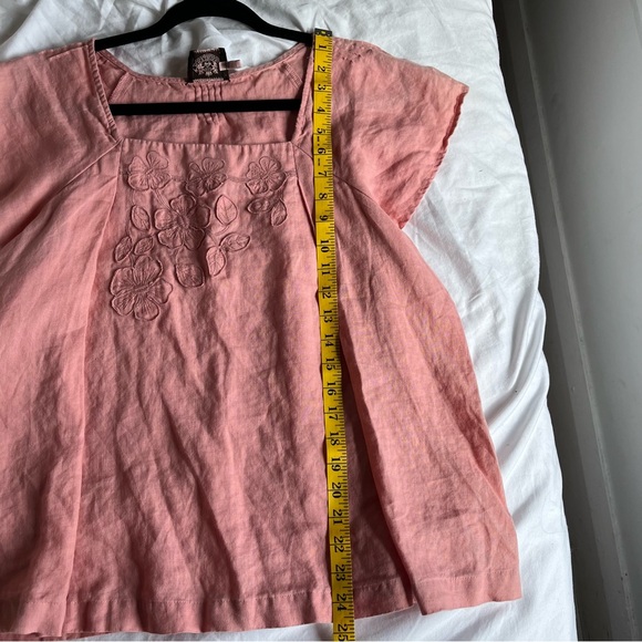 Juicy Couture Linen Rose Pink Short-Sleeve Blouse Size M - L - Picture 10 of 12